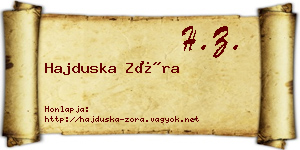 Hajduska Zóra névjegykártya